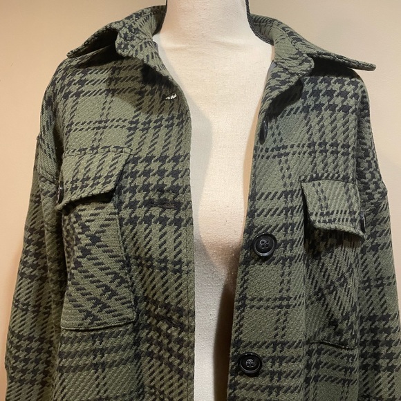 Pull and Bear Green Houndstooth Jacket NWT Small - Picture 3 of 7